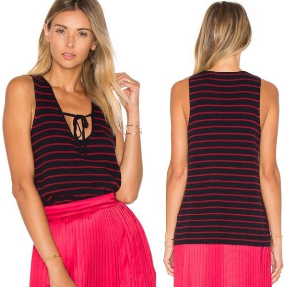 NWT Elizabeth‎ James Cashmere Blend Dahlia Striped Top Size Medium New With Tags - Picture 1 of 10